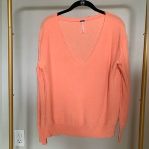 Free People Cashmere Sweater in Coral